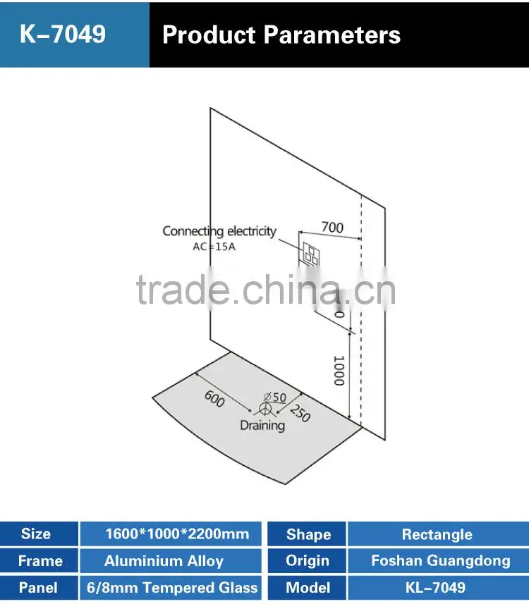 High Quality Computerized Freestanding Luxury Shower Cabin Steam Shower Room K-7049