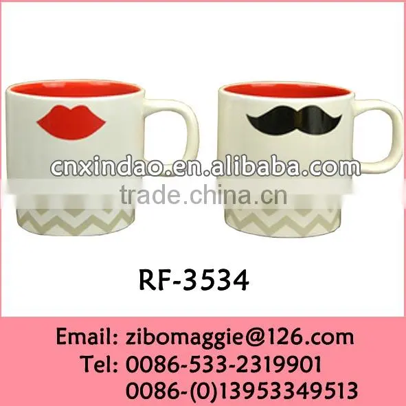 Porcelain Stackable Coffee Cup with New Valentine's Designed for Promotional Gift