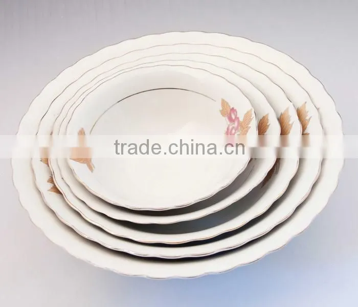 silver porcelain bowls set, silver rim soup bowls, ceramic salad bowl GGK