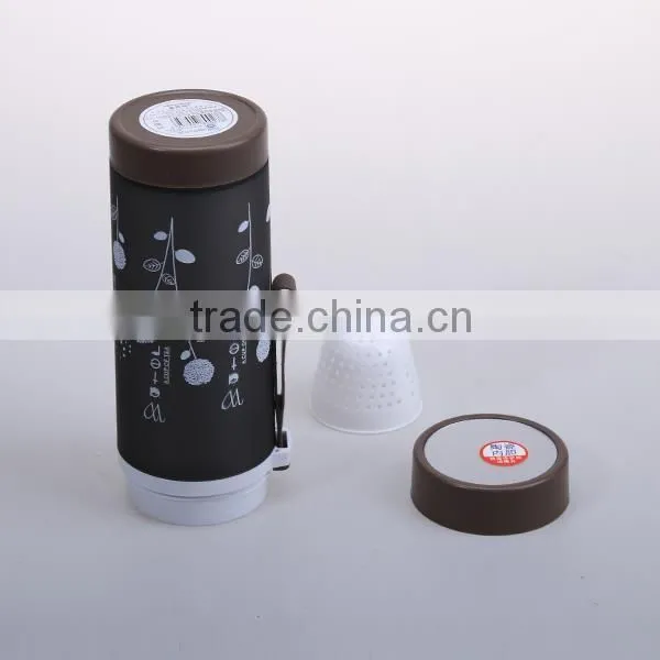 new design 380ML double walls Plastic sport water bottles with strainer