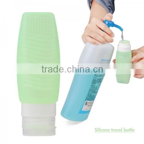 Blue/pink/purple Cute round silicone bottles with flip top cap, 38/60/80ml ball shape silica gel hand sanitizer bottle