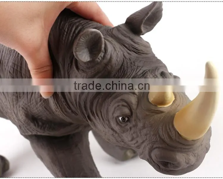 Hot Sell Cool Dinosaur Toys Vinyl 17'' Black Rhinoceros Toy For children X012