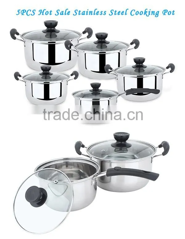 Cookware set 2016 cooking pot stainless steel soup pot with handles