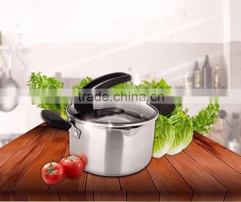 newest design stainless steel milk boiling pot/ glass lid sauce pan/ soup&stock pot