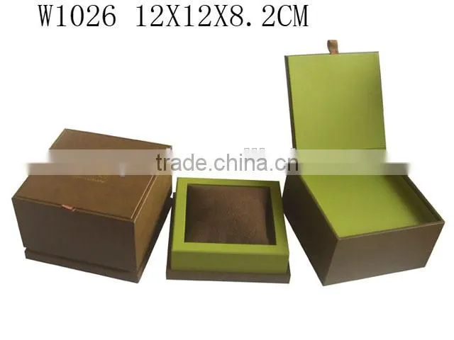 High Quality Leather Wood Jewelry Watch Packaging Case Watch Display Box with Lid W1026