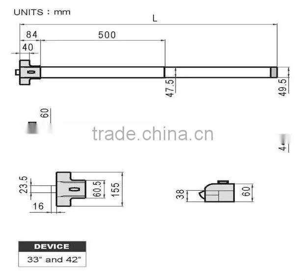 Stainless Steel Flat Barra Antipanico