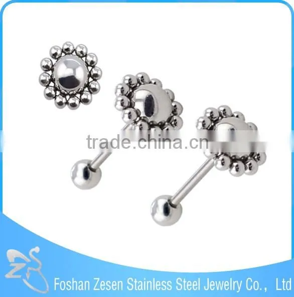 316L Stainless Stell Flower Design Exotic Tongue Rings Wholesale