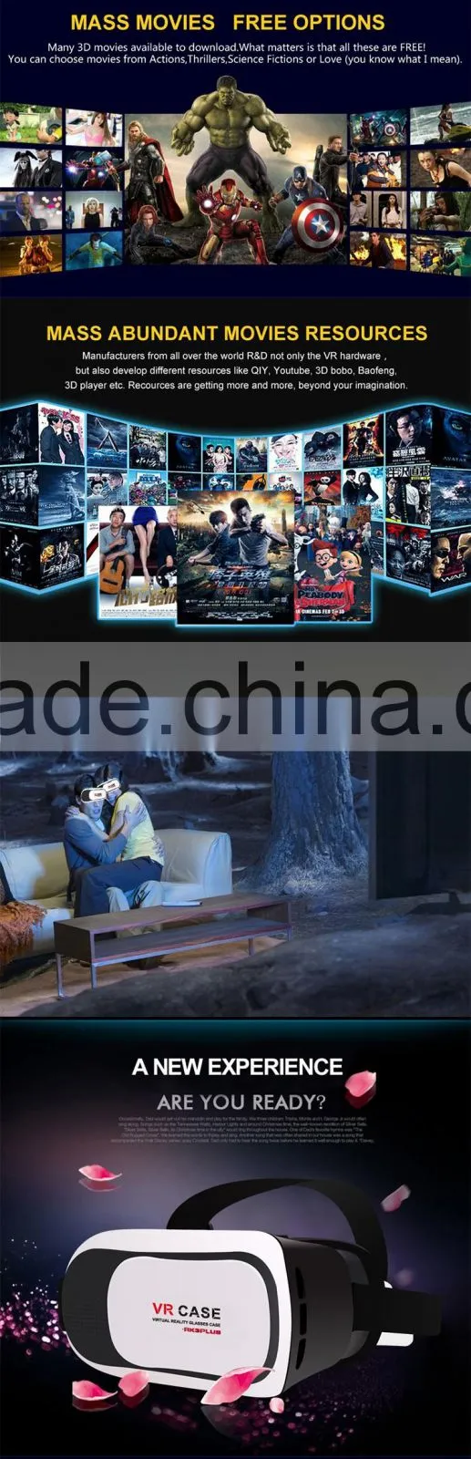 3d sublimation case for android phones, gaoxin private mould design vr box 2, hote selling low cost 3d vr