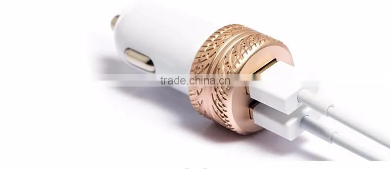 Coteetci Dual USB Ports For Phone 3.6A Fast Charging Tire Texture Design Aluminum Car Charger For Samsung/iPhone/HTC/LG TB-0189