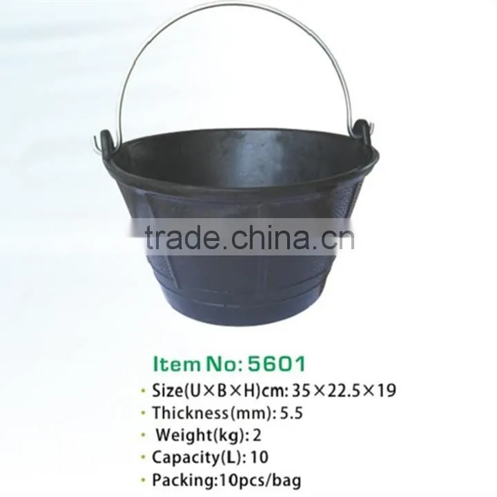 recycled rubber pails,10L rubber bucket with handle