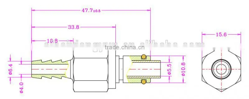 1/4" POM/EPDM coupler-Non panel mounting ILD1604HB Male