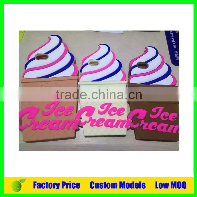 E-best ice cream design Silicone 3d phone case mobile cover for Iphone 6plus cell phone case back cover