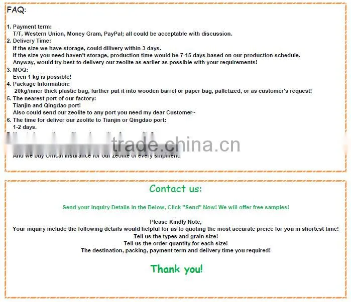 High quality Ammonia removal natural zeolite