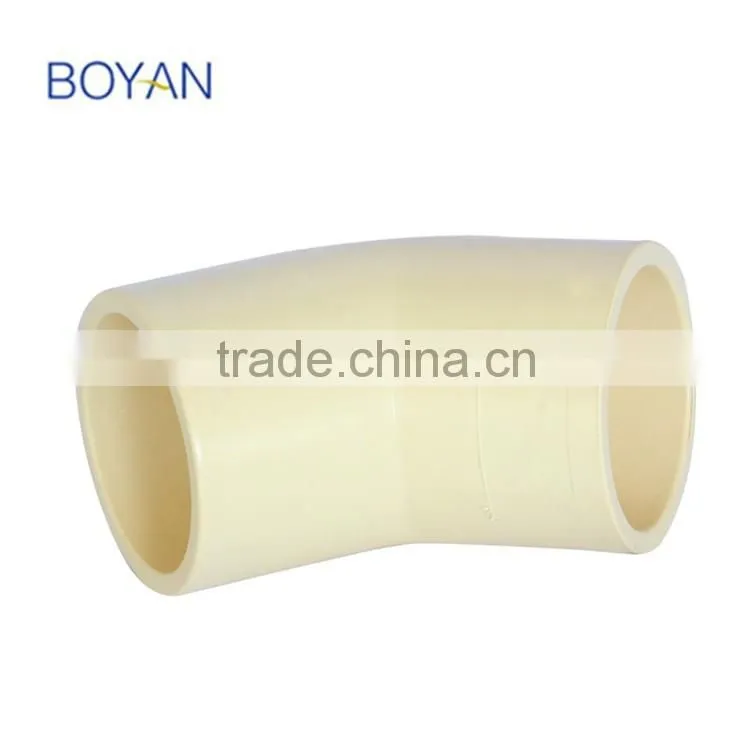 BOYAN zhejiang plastic pipe fitting hot water ASTM 2846 standard cpvc 45 degree elbow