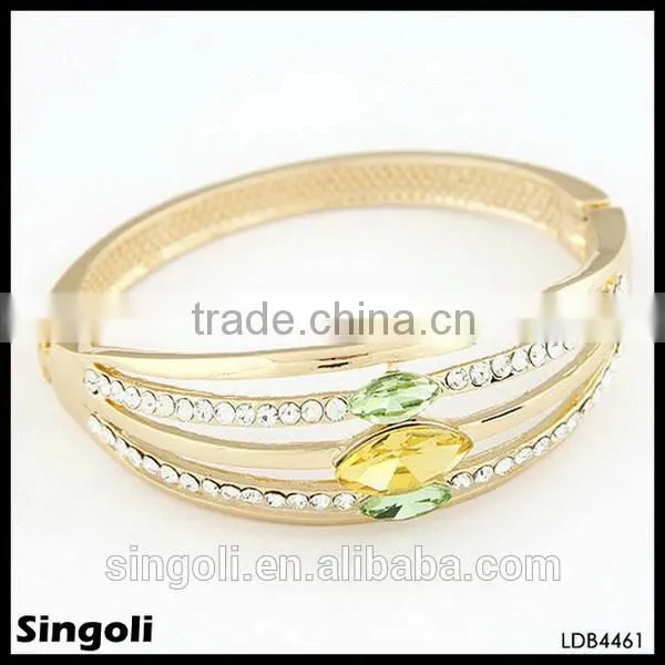 Sophisticated metal crafte one direction mutil-layers gold bangle clear crystal bracelet hyaline magnetic gemstone bracelet