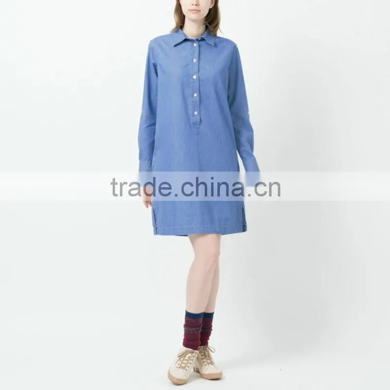 2015 fashion high quality New Women Denim Dress Plus Size Washed Loose long Sleeve Jeans Dresses For Ladies