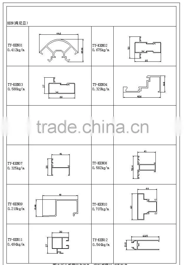 Window and Door aluminum extrusion profile for Kenya Market