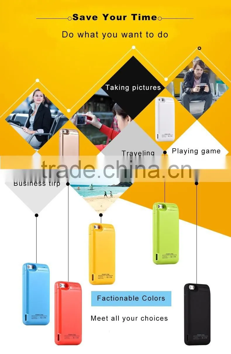 High quality safety certified battery charger case for iphone 5 se charger case charger