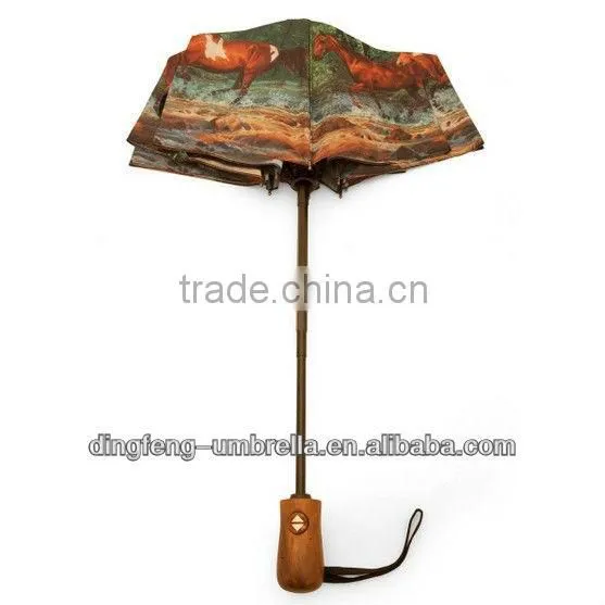 2015 new design heat transfer printing single layer sunproof folding umbrella