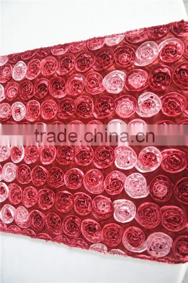 Red small rosette table runner embroidery table runner