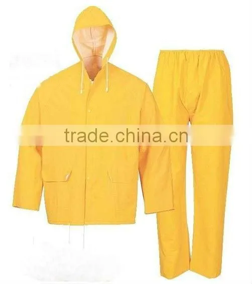 waterproof adult pvc/polyester long raincoat