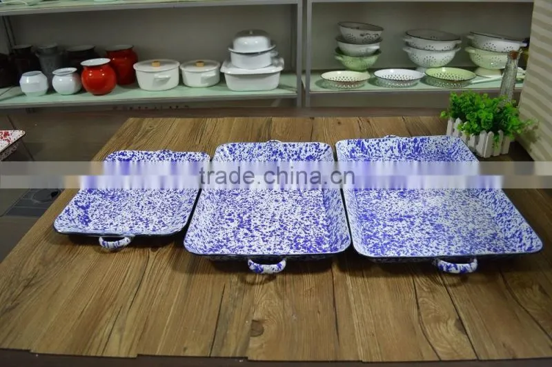 9092 Enamel big camping baking rectangle tray