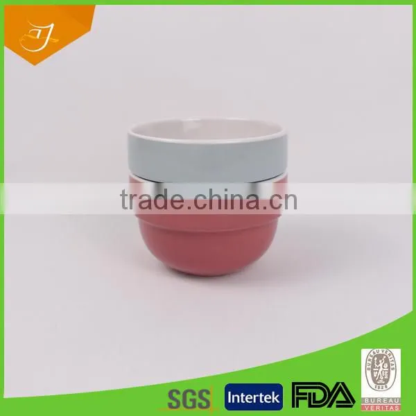 2 tone solid color stackable bowls