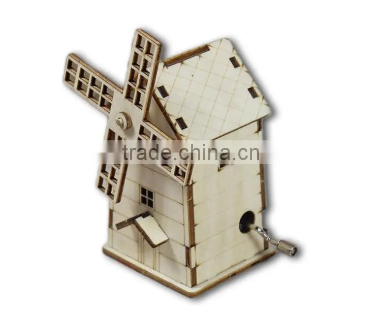 Piano and House Shape Wooden Puzzle Music Box