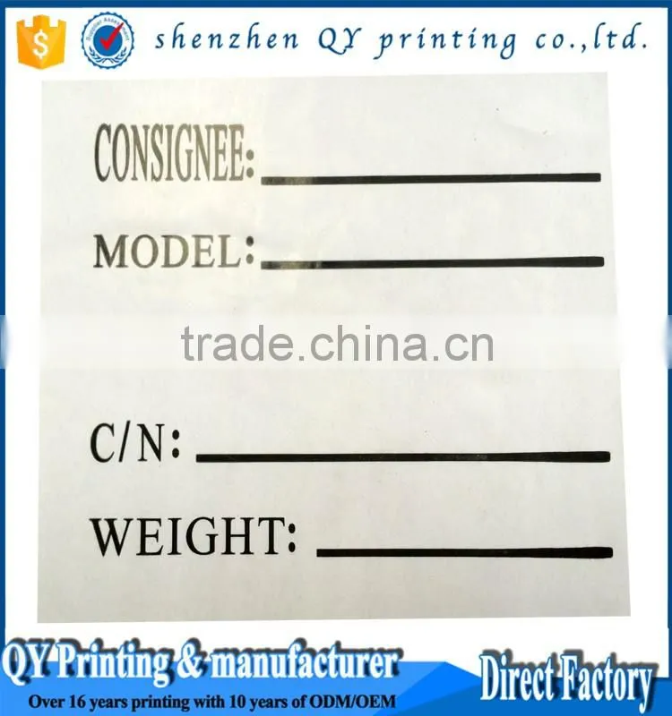 2016 New High Quality Self Adhesive Paper Packaging Label,Paper Printed Packaging Label,Packaging Label and Barcode Label