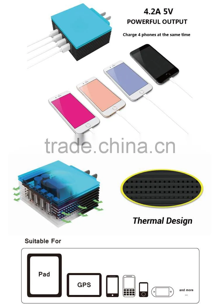 Universal 4 Port USB Wall Charger, USB Wall Charger