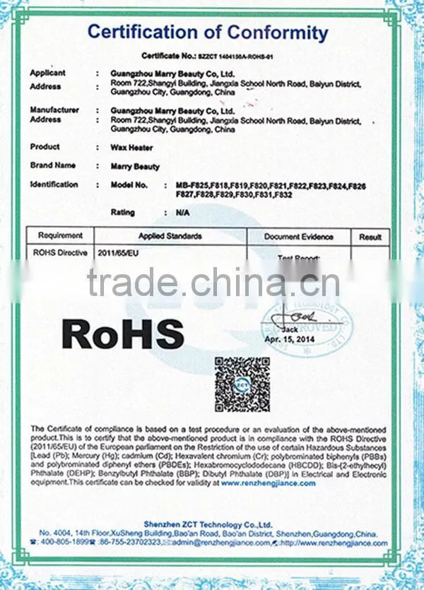 CE and RoHS China Supplier Roll-on 100g Depilatory Wax Warmer