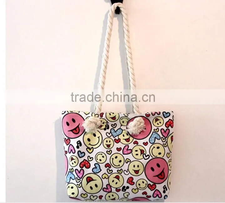 Fashion design stripe beach bag with zipper