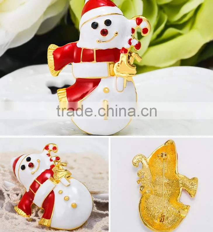 Vintage Red Hat Snowman Hold The X'mas Candy Brooch