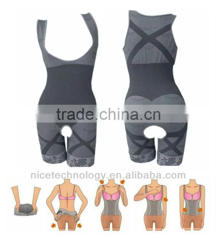 Bamboo Charcoal Seamless Slimming BodySuit ,Body Shaper Tummy Basque Corset 2XL-3XL