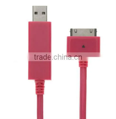 flowing light visible usb charger cable for mobile phone