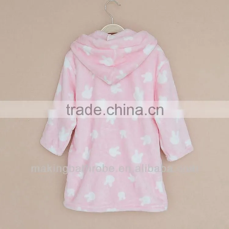 kids coral fleece animal print bathrobe