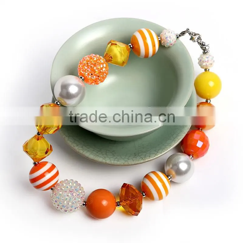 fashion children's necklace best selling orange colors plastic kids bead fashion chunky necklace pendant for girls
