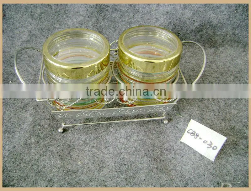 glass jars with shelf