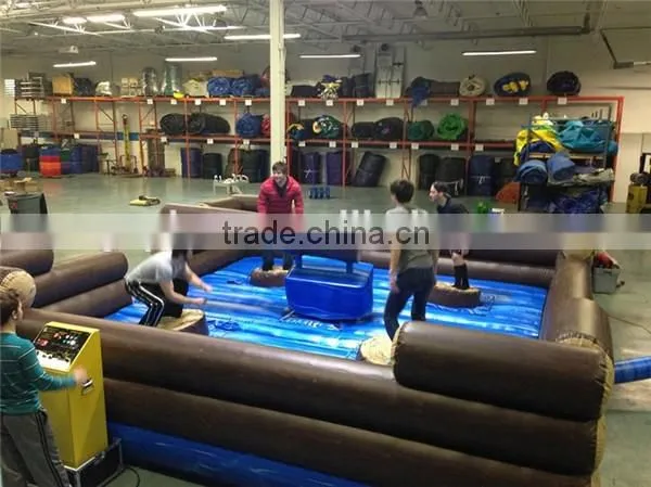 Inflatable log jump rodeo game / mechanical inflatable wipeout jump bouncer