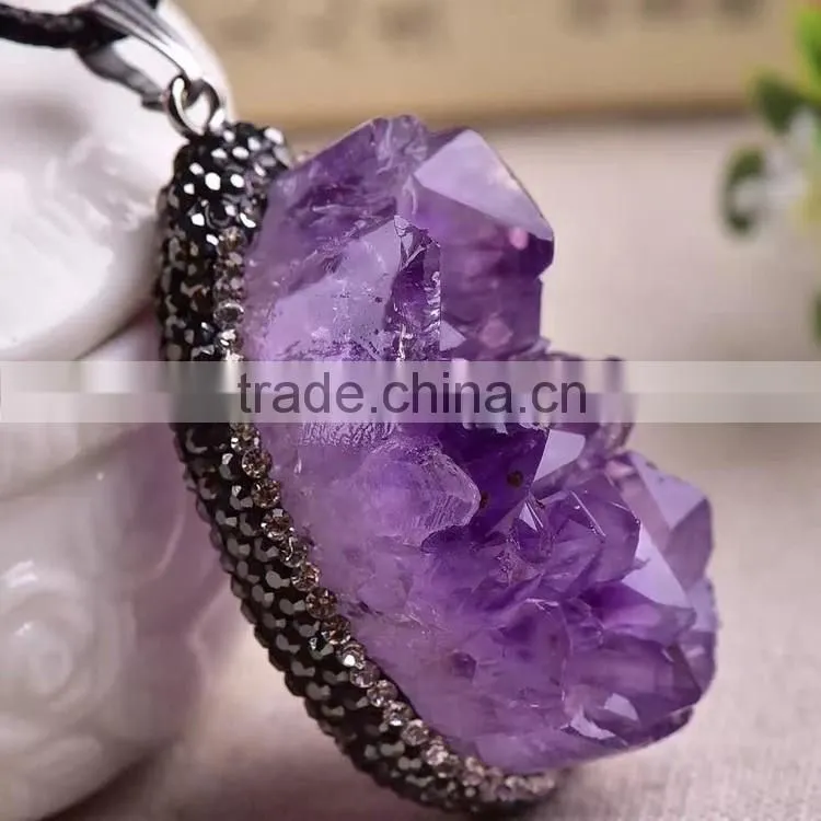Lovely Natural Amethyst Geodes Crystal Pendants