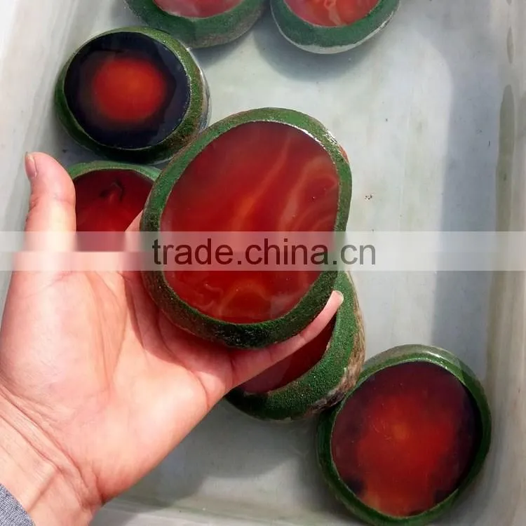 beautiful natural Amazing water bile agate geode with native water inside red agate stone