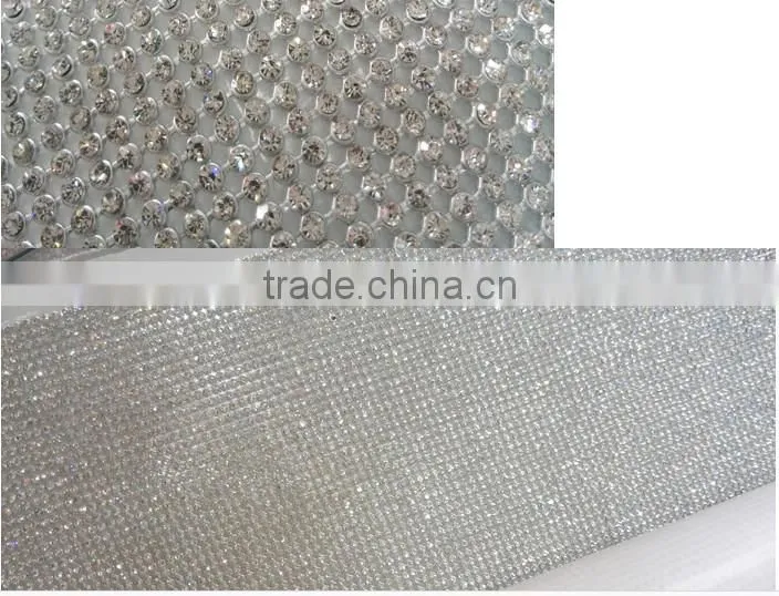 Hot fix triming 45x120 aluminum rhinestone mesh SS8 Crystal Silver Base Mesh For Clothing Shoes Dress