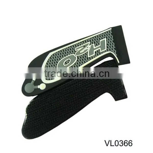 Black hook and loop belt buckle with logo
