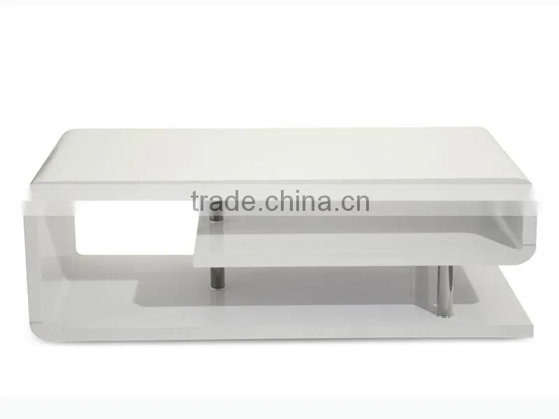 TV-3007 White High Gloss TV Stand With Shelf