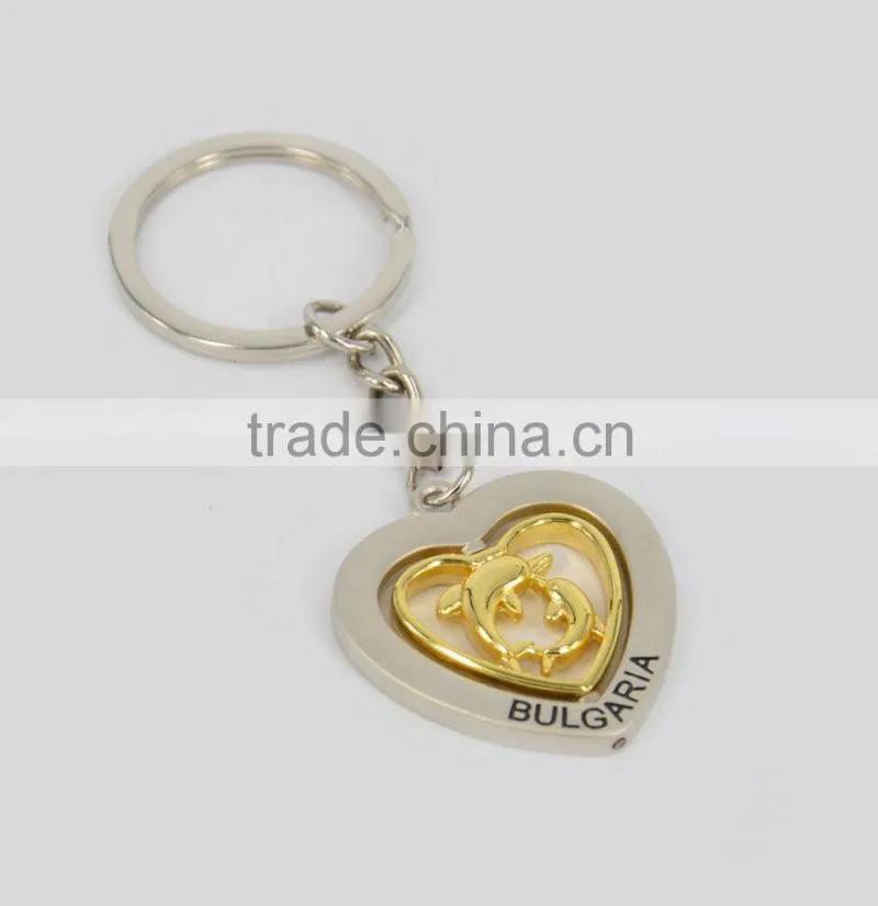 heart keychain/metal heart keychain/3d metal heart keychain