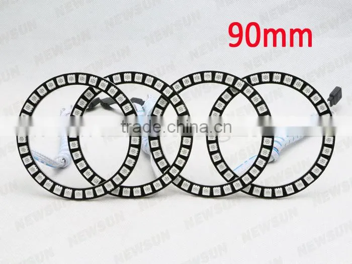 Factory cheap car lamps 12V DC high light color change 100mm RGB angel eyes with IR in auto lighting system