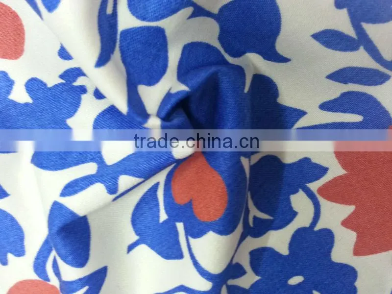 98%cotton 2%sp satin pigment printed fabric