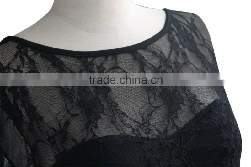sexu back open evening dress lace bodycon dress long sleeve black color Factory supply