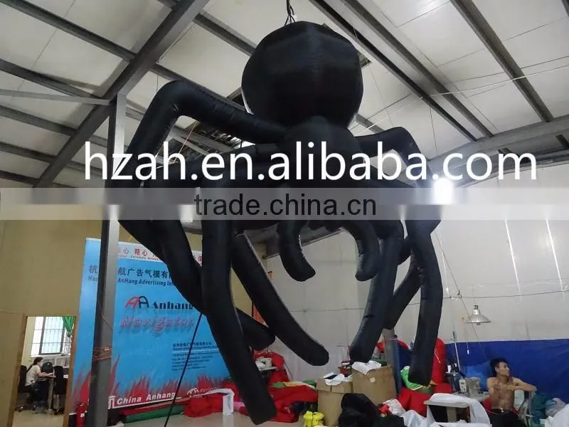 Giant Hanging Inflatable Black Spider for Halloween Decoration