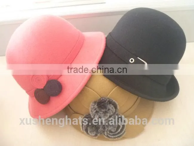 100% wool felt bucket hat with chuzzle decoration